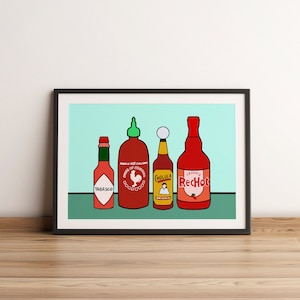 Hot Sauce Print | Digital Illustration | Art Print | Hot Sauce Poster | Hot Sauce Art Print | Kitchen Art | Digital Download | Tabasco