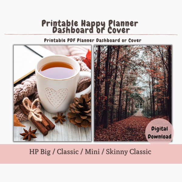 Happy Planner Cover, Printable Planner Cover,  Digital Fall Planner Cover, Printable Dashboard, Planner Cover, Digital Cover, Fall Planner