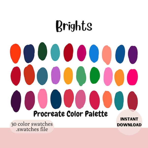 Procreate Color Palette, Color Swatches, iPad Color Palette, Procreate Color Swatches, 30 swatches, Color Tends, iPad Illustration, Pastel