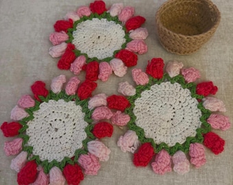 Posavasos de crochet hechos a mano con macetas - Colores personalizados