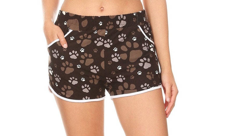Paw Print Mid Rise Relaxed Fit Shorts with Pockets S,M,L,XL NEW ITEM