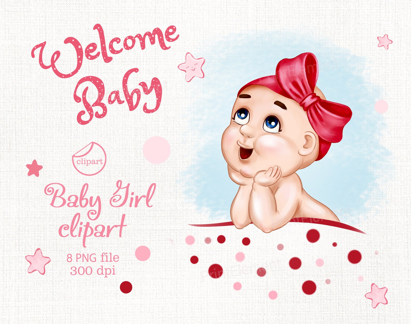 Newborn baby clipart Cute baby Girl baby clipart Etsy