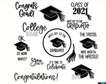 Graduation Bundle SVG, Graduation 2021 SVG, Graduation Bundle 2021 SVG, Class of 2021 Svg, Graduation Cap Svg, Graduation Tassel Svg, Svg