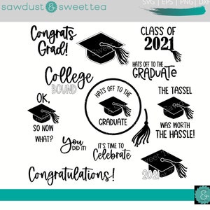 Graduation Bundle SVG, Graduation 2021 SVG, Graduation Bundle 2021 SVG, Class of 2021 Svg, Graduation Cap Svg, Graduation Tassel Svg, Svg