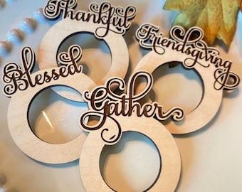 Thanksgiving Napkin Rings SVG, Glowforge Napkin Rings Svg, Friendsgiving Napkin Rings SVG, Friendsgiving SVG, Gather Svg, Thankful Svg