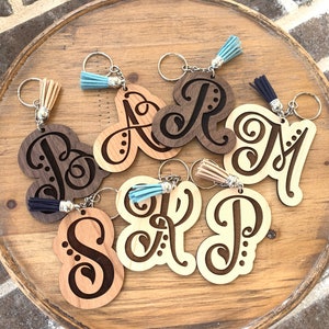 Monogram Sleutelhanger SVG, Eerste Sleutelhanger SVG, Houten Sleutelhanger SVG, Sleutelhanger Svg, Moederdag Svg, Glowforge Sleutelhanger Svg, Laser Sleutelhanger Svg