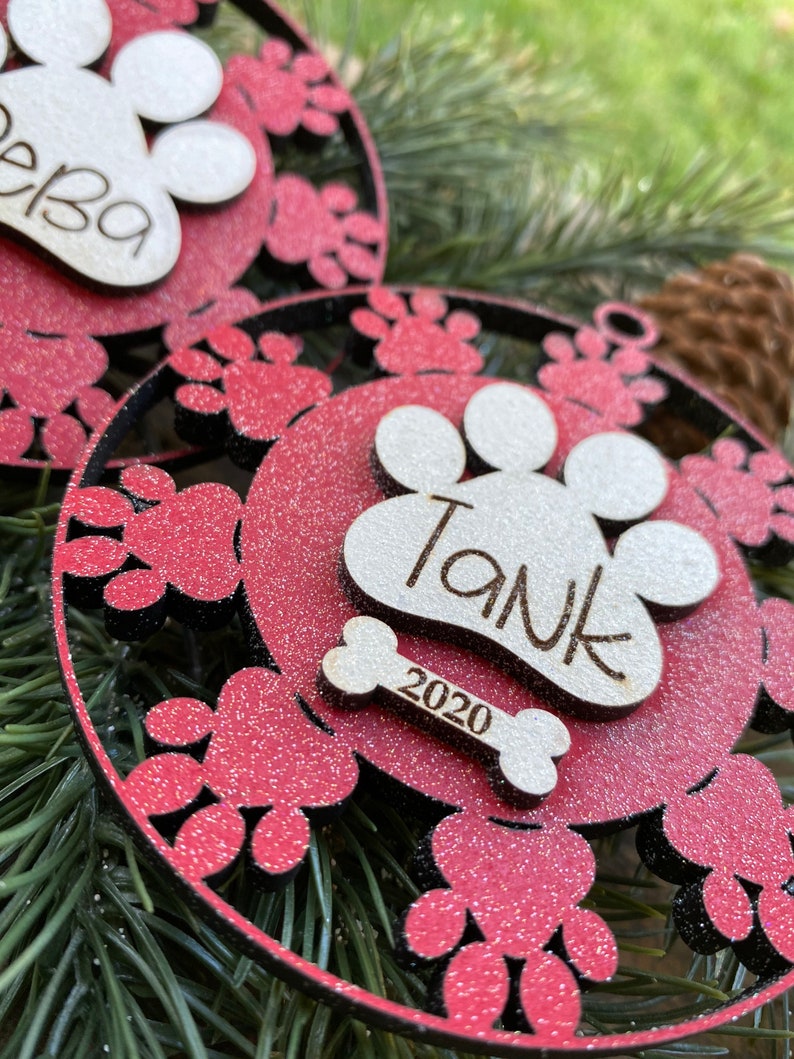 Dog Paw Ornament SVG Glowforge Dog Ornament SVG Personalized - Etsy