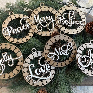Christmas Ornament Bundle SVG, Glowforge Ornament SVG, Peace Ornament Svg, Ornament Bundle Svg, Ornament Svg, Christmas Svg, Love Svg