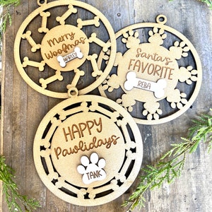 Dog Ornament SVG, Glowforge Dog Ornament SVG, Personalized Dog Ornament Svg, Paw Print Ornament Svg, Engraved Paw Print Svg, Laser SVG