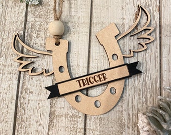 Horseshoe Ornament SVG, Horseshoe and Wings SVG, Horse Memorial Svg, In Memory Ornament Svg, Horse Angel SVG, Glowforge Ornament Svg, Svg