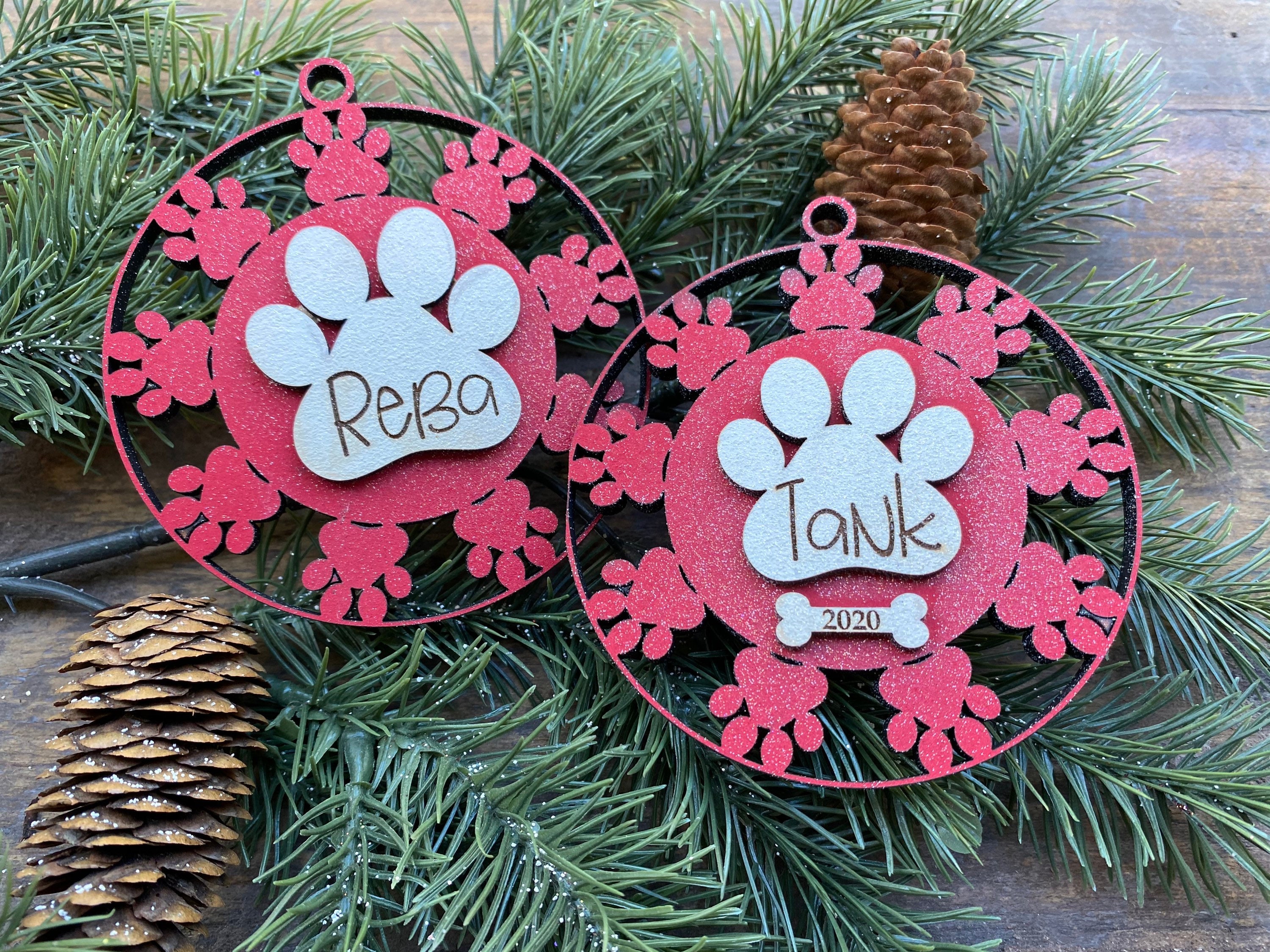 Download Dog Paw Ornament Svg Glowforge Dog Ornament Svg Personalized Etsy