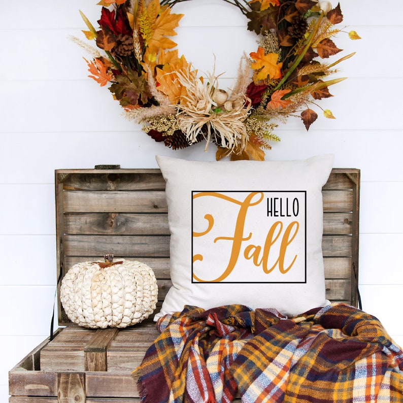Hello Fall SVG Hello Fall Pillow SVG Fall Design SVG Fall Etsy