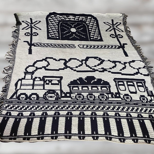 Doc's Railroad and Train Blanket - Mosaic Crochet Pattern