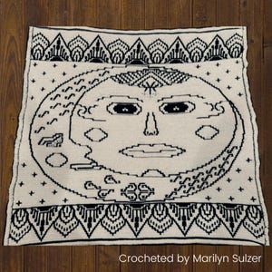 Lunar Celestial Mosaic Blanket – Overlay Mosaic Crochet Pattern sun, moon, stars, throw, afghan, charts, (PDF)