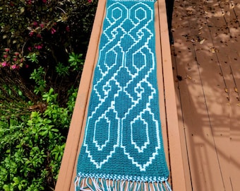 Cindy's Knots of Love Celtic Mosaic Crochet Pattern Scarf Blanket Table Runner Overlay