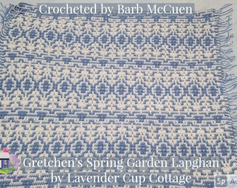 Gretchen's Spring Garden Lapghan, Baby Blanket, Mosaic Crochet Pattern