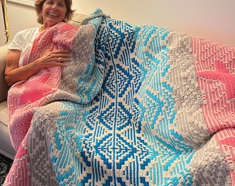 Margaret's Beach Afghan, Mosaic Crochet Pattern
