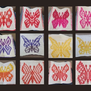 Leslie Butterfly eBook - collection of 12 mosaic crochet butterflies - butterfly blocks squares beginner pattern