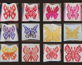 Leslie Butterfly eBook - collection of 12 mosaic crochet butterflies - butterfly blocks squares beginner pattern