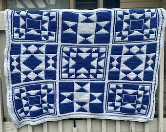 Sadie’s Star Mosaic Crochet Quilt - Throw Size - Overlay Mosaic Pattern - Blanket, Afghan, Beginner pattern