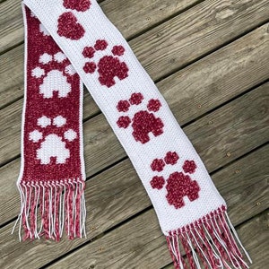 Paula's Puppy Paw Print Scarf - Overlay Mosaic Crochet Pattern pawprints dog