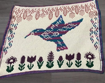 Nature's Beauty Hummingbird Mosaic Crochet Pattern spring flowers wisteria overlay