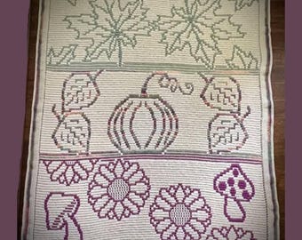 Francine’s Fall Blanket – Mosaic Crochet Pattern | Autumn Maple Leaves, Pumpkins, Sunflowers & Mushrooms
