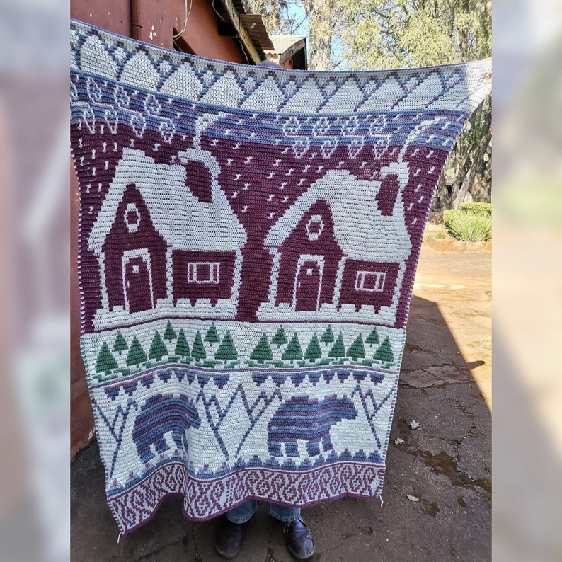 Connie's Winter in the Woods Mosaic Crochet Pattern, overlay, blanket, wall hanging, pillow, afghan, throw image 3