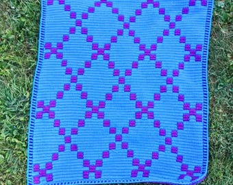 Irish Chain Quilt Mosaic Crochet Pattern: Blanket, Table Runner, Afghan, Pillow