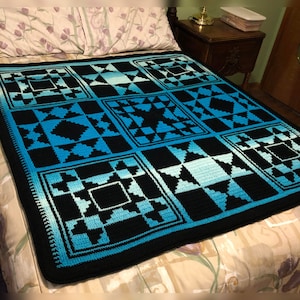 Sadie’s Star Mosaic Crochet Quilt - Throw Size - Overlay Mosaic Pattern - Blanket, Afghan, Beginner pattern