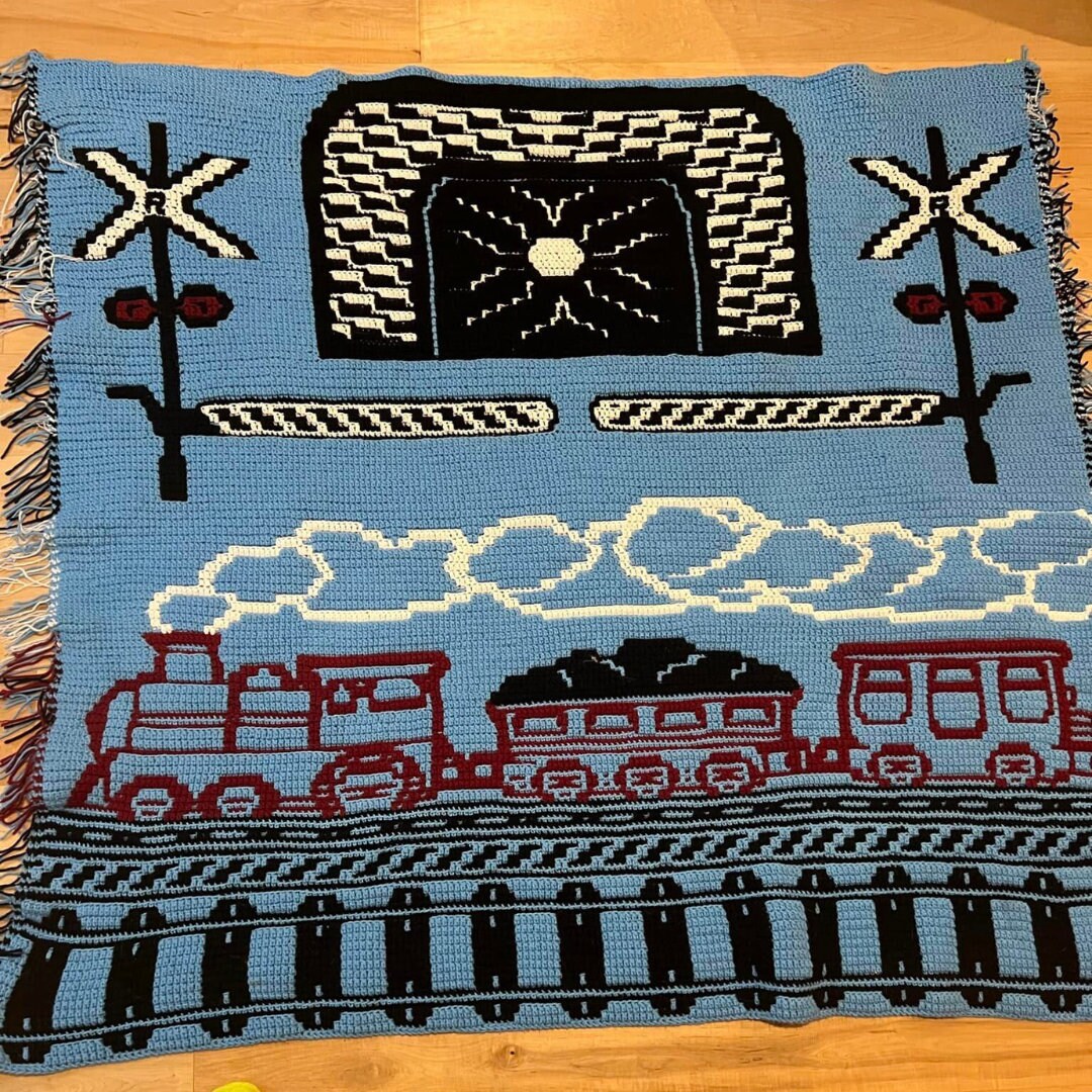 Doc's Railroad and Train Blanket Mosaic Crochet Pattern Etsy