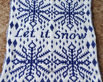 Let It Snow Throw Blanket Afghan Snowflakes mosaic crochet winter snow