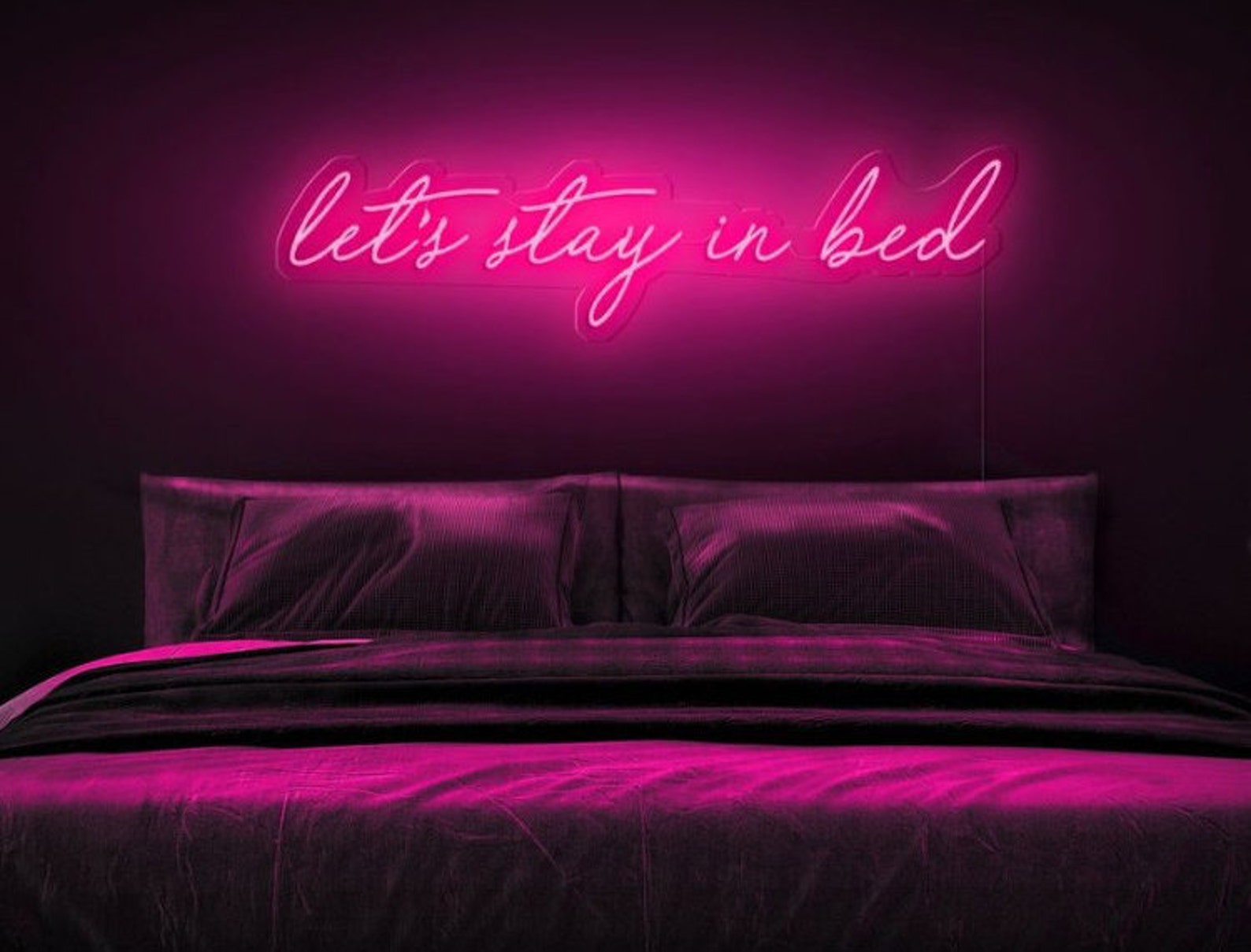 Lets stay in bed LED Neon Sign Gift Wall Decor Custom Sign Etsy