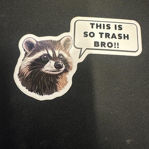 Sad Trash Panda Die-Cut Sticker – Funny Raccoon Vinyl Decal, Cute Moody Animal Sticker, Feral Introvert Gift for Laptop or Journal