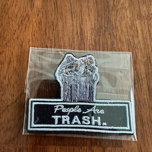 People Are Trash Patch – Funny Morale Patch with Hook and Loop – Dumpster Fire Embroidered Gift for Him – Sarcastic Tactical Badge