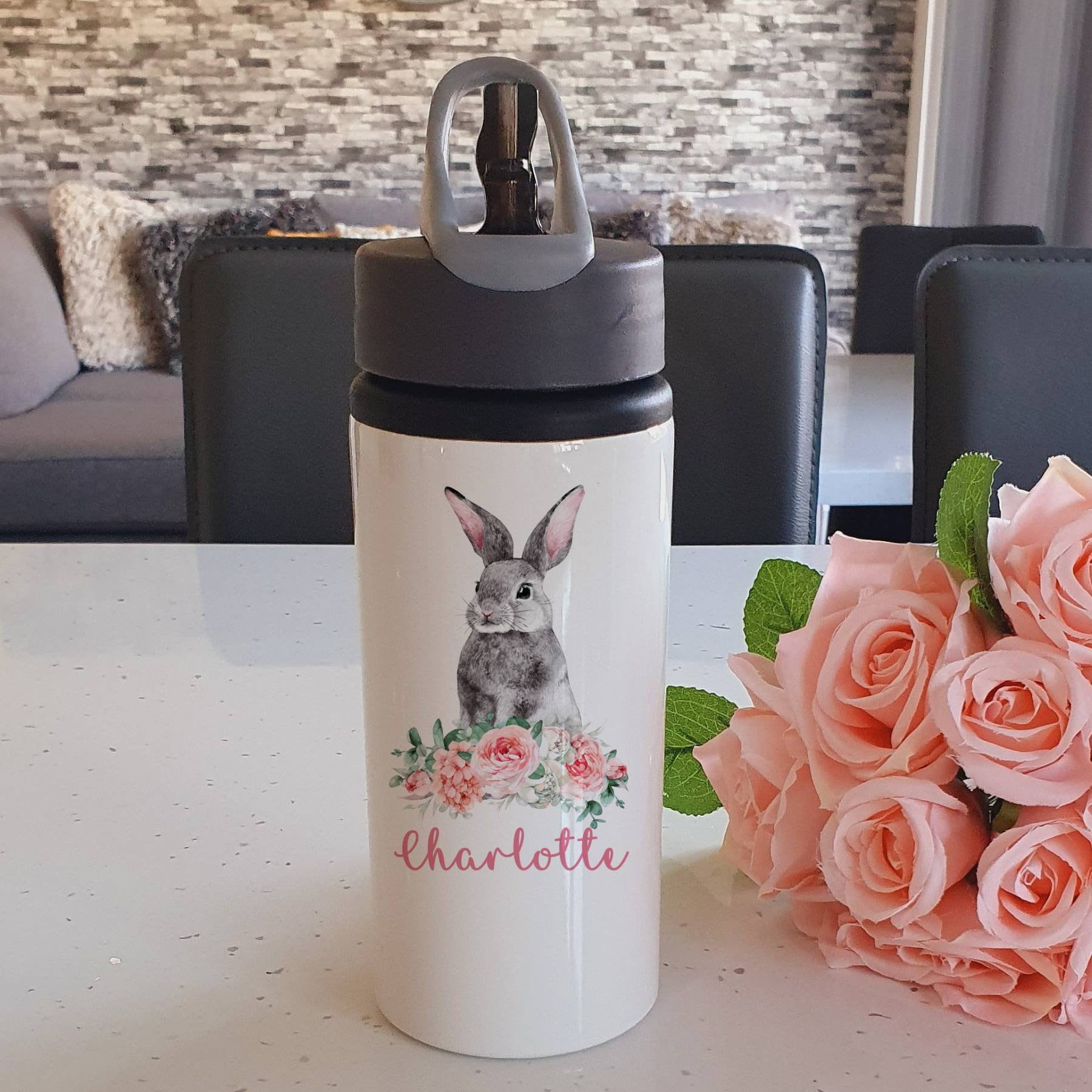 Personalised Rabbit Water Bottle Bunny Water Bottle Rabbit Etsy
