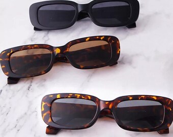 small rectangular sunglasses black