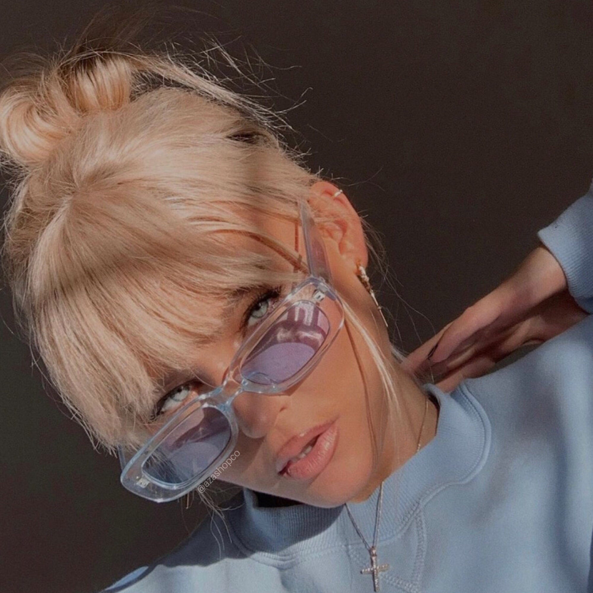 vintage 90s sunglasses | translucent blue plastic tinted lens | UV400…