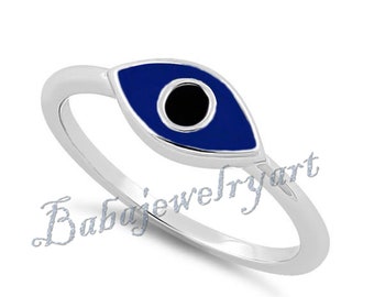 Evil eye ring Positive energy ring, Greek jewelry Ring with eye Protection ring , Evil Eye Dainty ring, Evil Eye Jewelry, Good Luck Ring