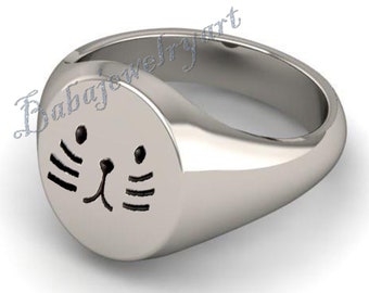 Cat Ring, 925 Silver Cat Ring, Cat Lovers Ring, Cat jewelry, Animal Ring, Birthday Lady Ring, Pinky Ring Women, Kitty Ring, Kitten Ring