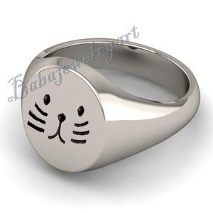 Cat Ring, 925 Silver Cat Ring, Cat Lovers Ring, Cat jewelry, Animal Ring, Birthday Lady Ring, Pinky Ring Women, Kitty Ring, Kitten Ring image 1