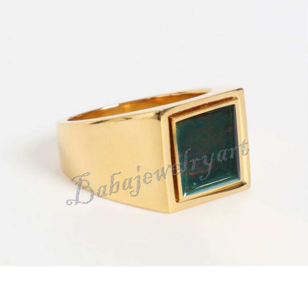 Natural Bloodstone Ring, Men Bloodstone Ring, Heavy Men Signet Gold ...