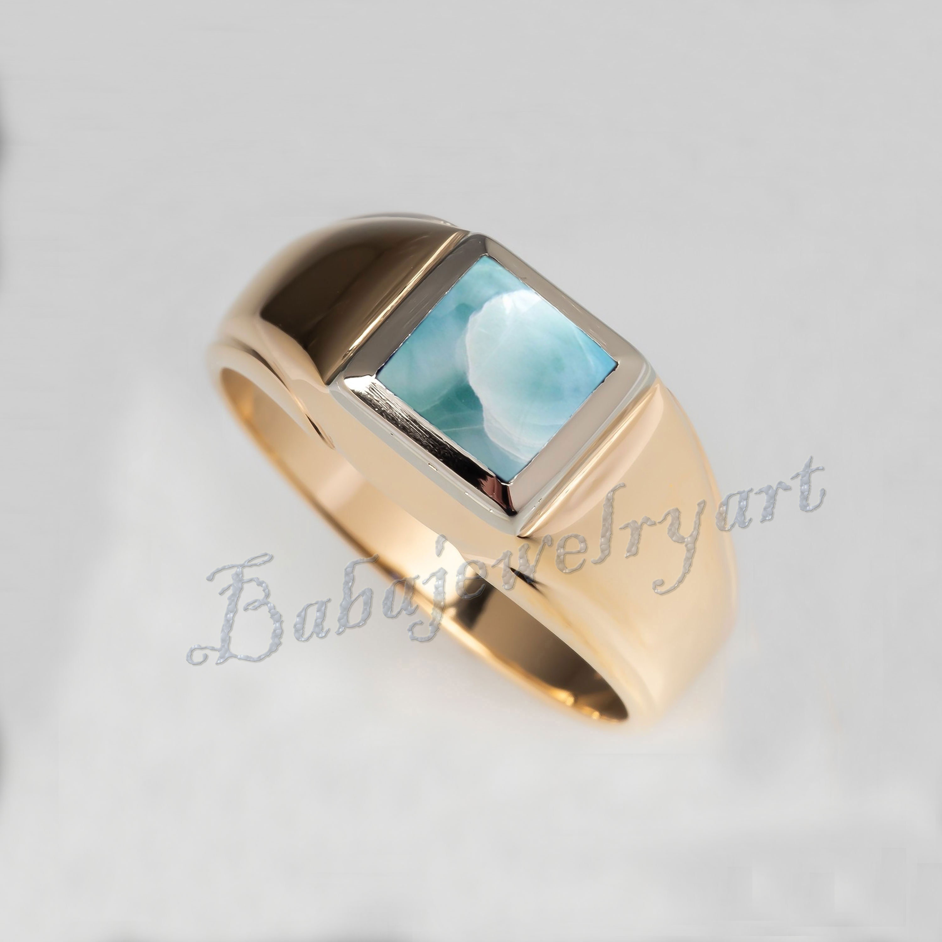 Larimar Mens Ring 925 Sterling Silver Ring For Men Natural Etsy
