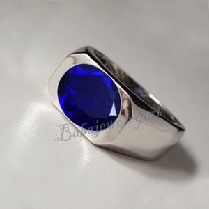 Blue Sapphire Ring Sapphire Signet Ring Men Blue Sapphire - Etsy