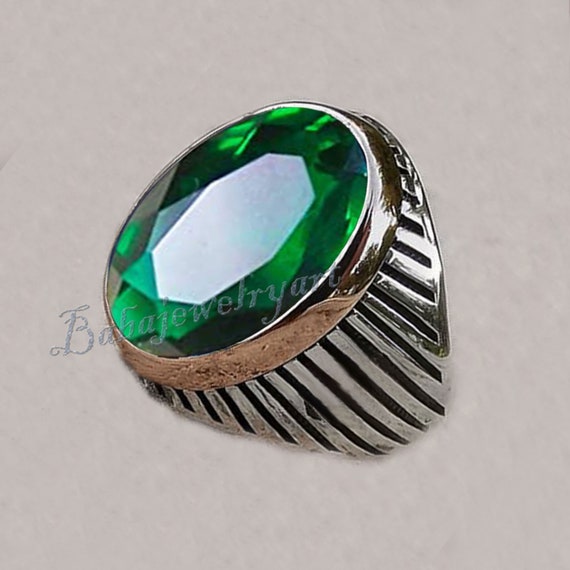 Emerald Ring Emerald Ring Men 925 Sterling Silver Emerald - Etsy