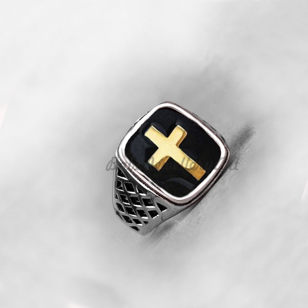 925 Sterling Silver Cross Ring Mens Cross Ring Christian Etsy
