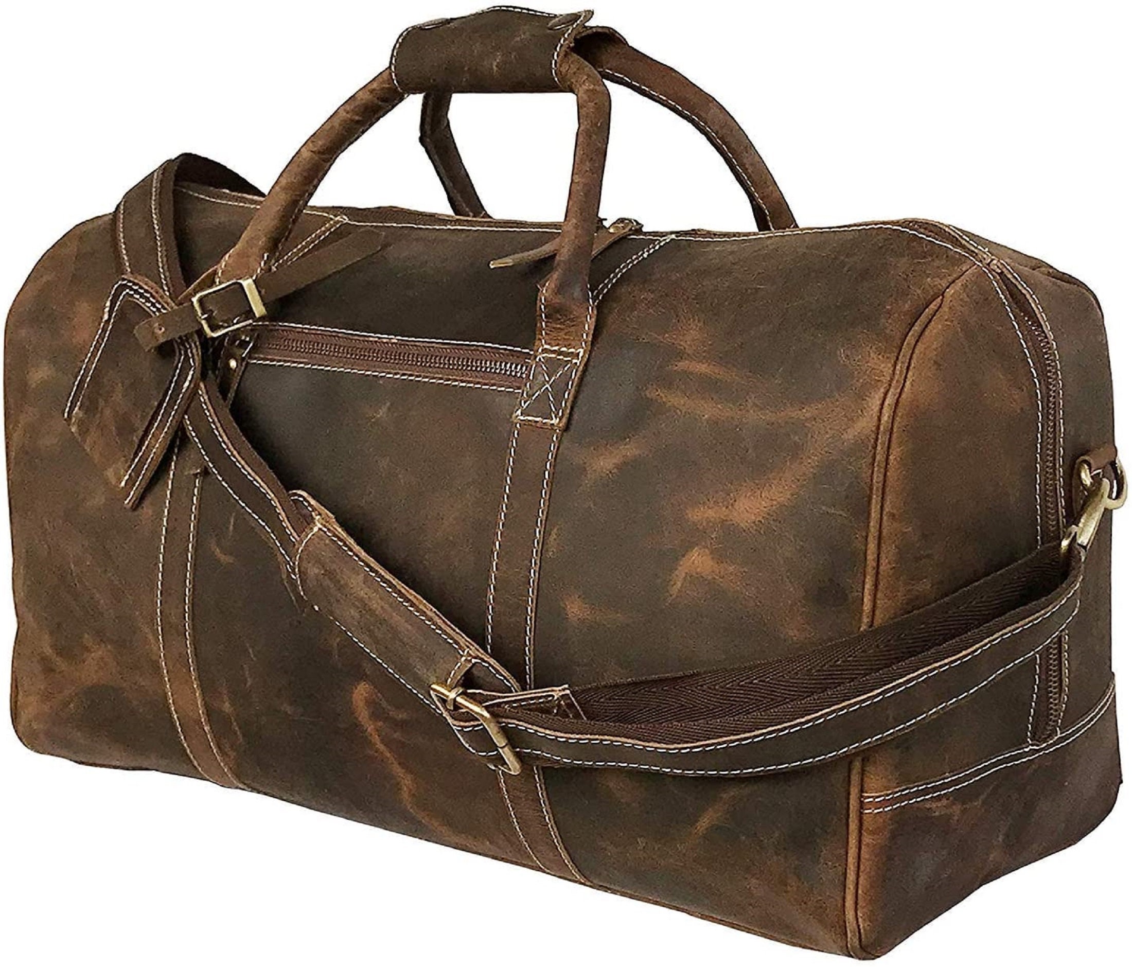 Genuine Buffalo Leather Travel Duffle Bag Overnight Weekend Etsy