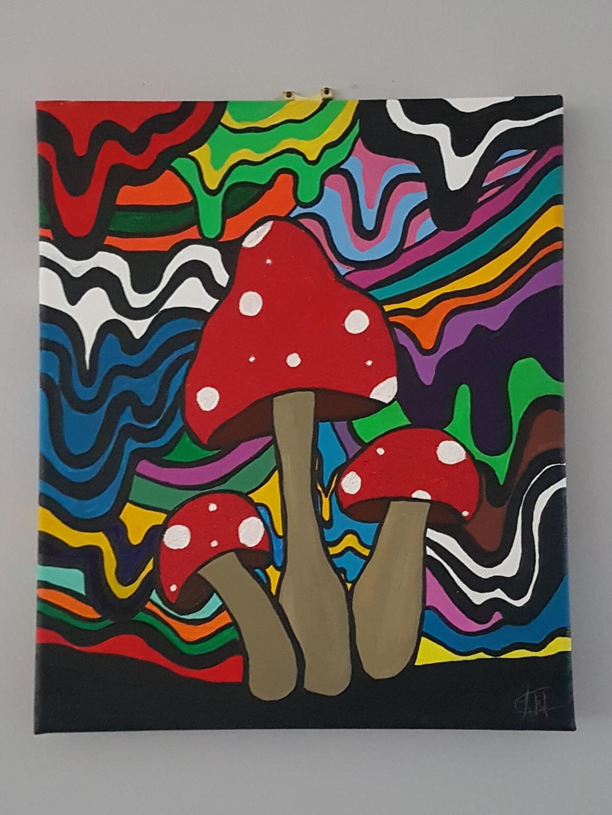 Hand Painted Trippy Acrylic Mushroom Canvas | Etsy