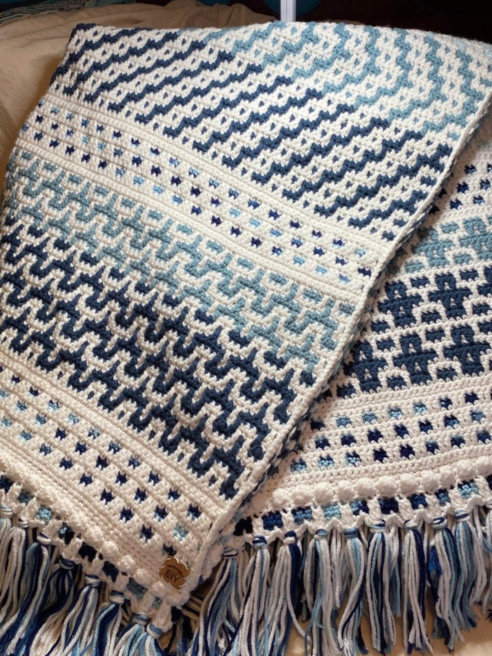 Mosaic Sampler Afghan Crocheted Etsy