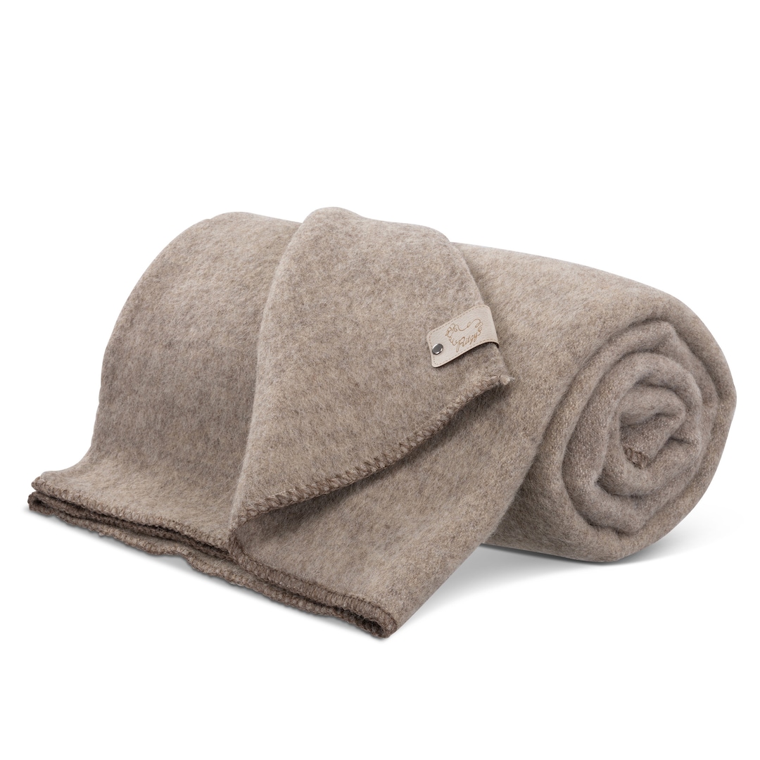 Ritzy Solid Heavy Wool Blanket Gray 5.7 Pounds Large Wide 68 Inch 172